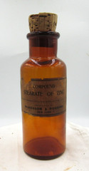 1890’s McKesson & Robbins Stearate of Zinc New York 5 3/4″ Amber Medicine bottle