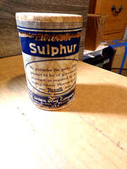 VINTAGE CARDBOARD CANISTER OF SULPHUR (REXALL DRUGS)