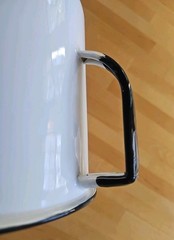 Vintage Enamelware Pitcher White Black Medical Measuring Cup 2000 cc 64 Oz. L@@K