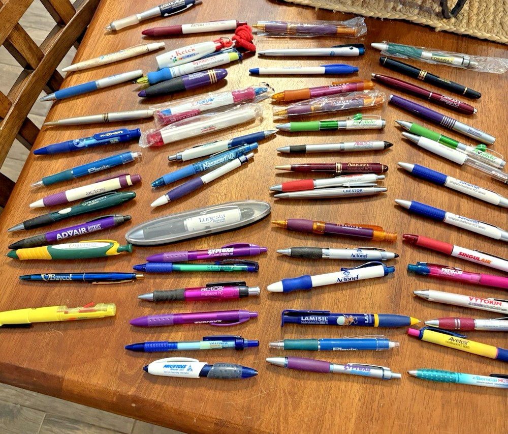 Lot 58 Metal and Plastic Pharmaceutical Drug Rep Pens Medical Collectibles