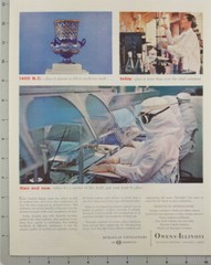 1955 Owens Illinois Glass diabetes insulin research science lab photo vintage ad