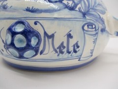 Amazing Pharmacy Apothecary Jar „Aq Mele“ Blue and White Hand Painted Deer