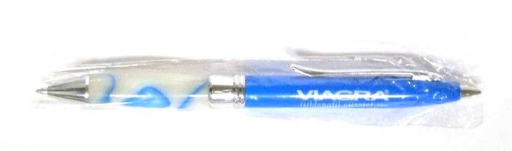 Drug Rep VIAGRA Collectible Heavy Metal Pen with BLUE+WHITE Marble Design RARE