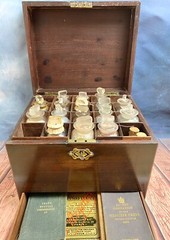 ANTIQUE 1850 APOTHECARY CABINET MEDICINE CHEST JARS *SNOW HILL LONDON* CONTENTS