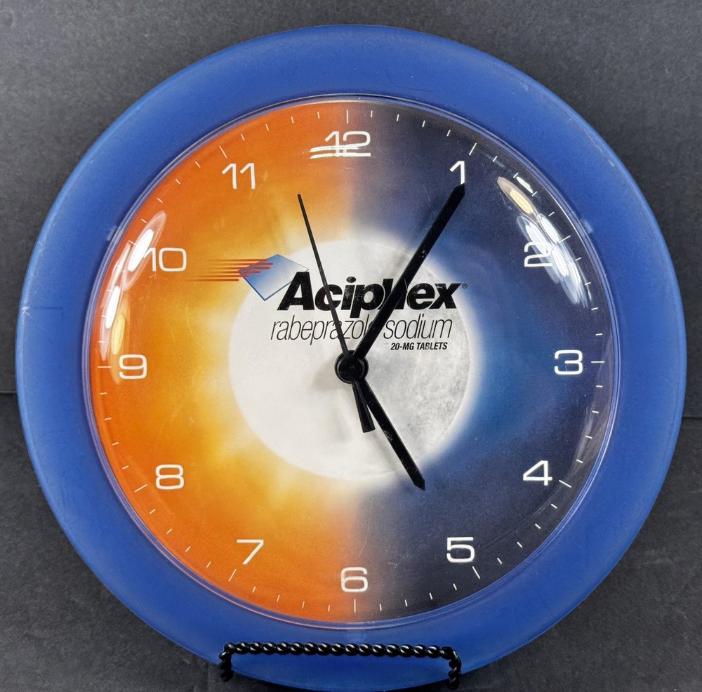 Aciphex Rabeprazole Sodium Advertising Wall Clock Blue Orange Pharma Promo￼