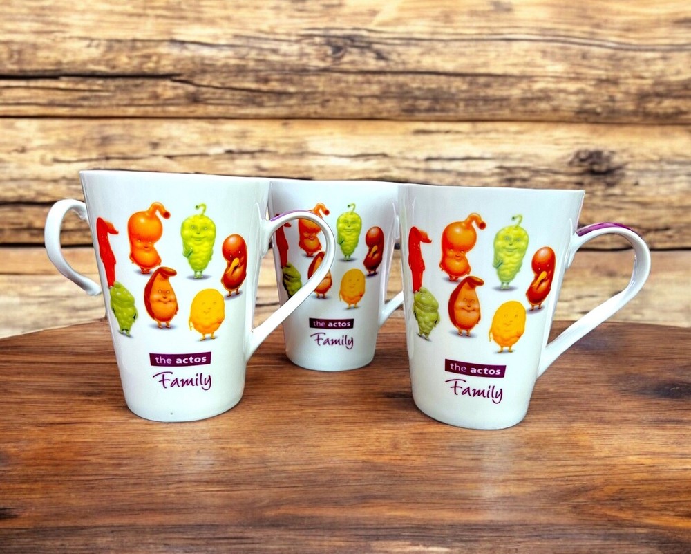 3 Actos Family Pharmaceutical Drug Rep Coffee Tea Mugs Cups Collectible 12oz