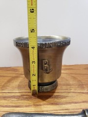 vintage 1972 Schering metal Mortar and Pestle 10th Edition First American Pharma