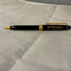 Trovan Vintage Pharmaceutical Drug Rep Heavy Pen Black & Gold Tone WORKS! Used