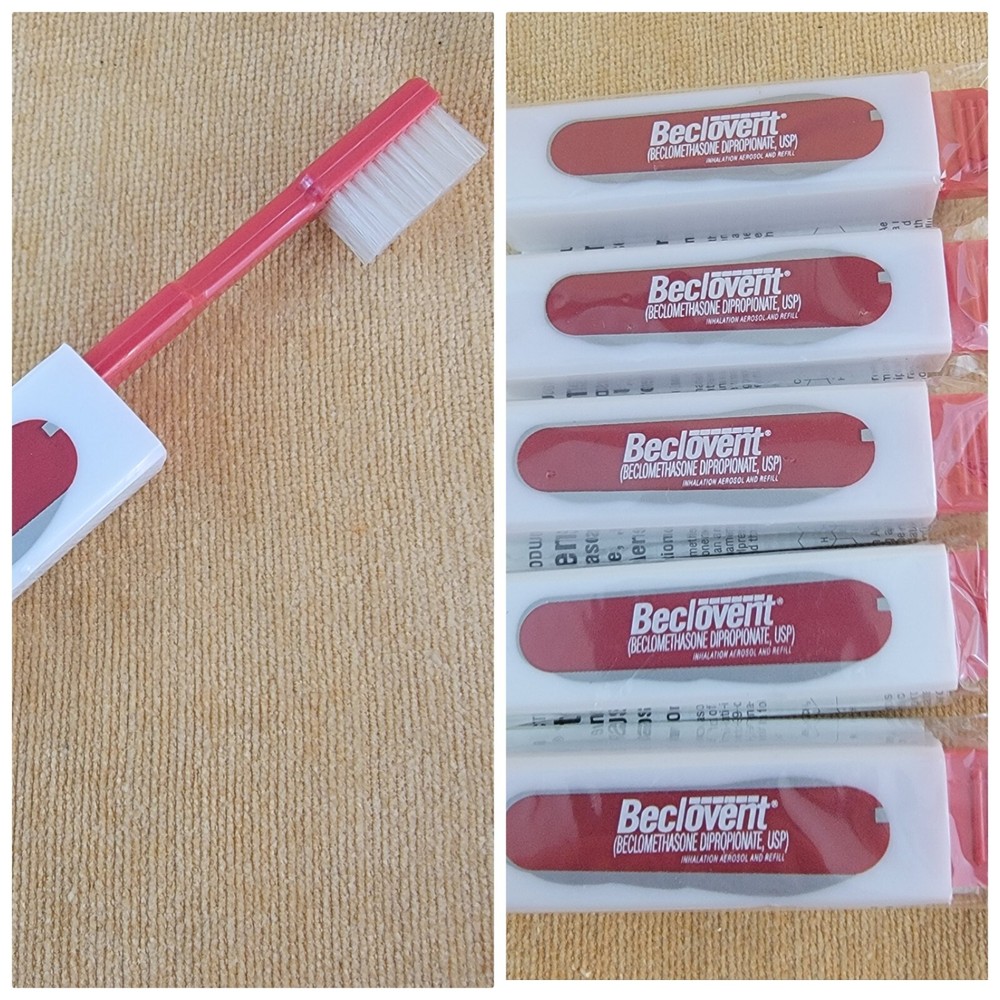 5 Vintage Beclovent drug rep med Travel Toothbrush Appothecary Pharmacy