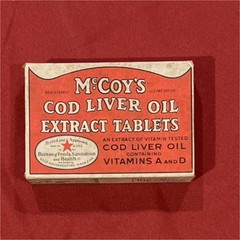 McCoy’s Cod Liver Oil Extract Tablets Vitamins A D Vintage Collectible Box