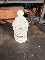 Vintage 1970s Darvocet N 100 Milk Glass Apothecary Jar w Lid Pharmacy Decor