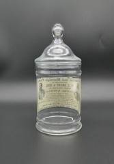 Vintage W.P. SMART & SONS Paste Medicine Glass Apothecary Jar Circus Tent Lid 8″