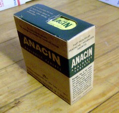 RARE vintage 1960s ANACIN BOX pharmaceutical physician sample doctor MEDS pills