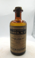 MM – 1890’s Parke, Davis & Co Detroit Mich CUBEB 4 3/4″ Amber Medicine bottle