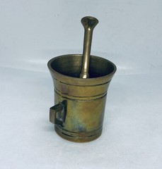 Antique 1940s Brass Mortar & Pestle Pharmacy Drug Store Apothecary Medicine 36