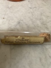 Vintage Pharmacy Sodium Tablets Glass Vial With Cork Paper Label