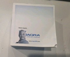 „He’s back.“ Viagara Sticky Notepad Advertising Desk Office Supply (used) 2005