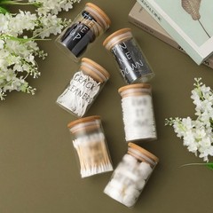 6 Pcs Apothecary Jars Glass Jars with Lids for Bathroom Holder Glass Cotton B…