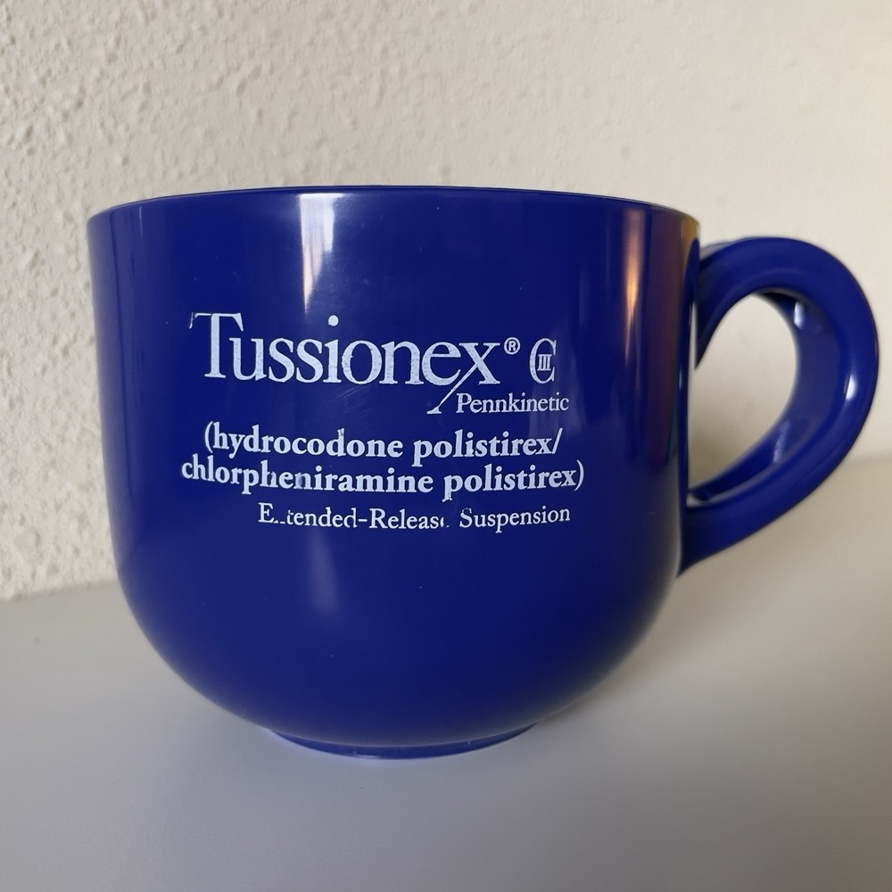 Tussionex Pharmaceutical Drug Rep Collectibles Coffee Mug Soup Cup Plastic Blue