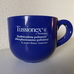 Tussionex Pharmaceutical Drug Rep Collectibles Coffee Mug Soup Cup Plastic Blue
