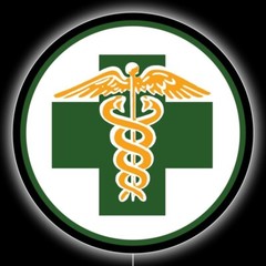 Caduceus GREEN Cross Dispensary NEW LED Hanging Lighted Sign: 23″ Dia. Round