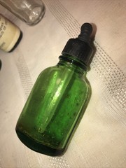 VTG Apothecary Pharmacy Medicine Cabinet Contents 8Pc 1950+ Brown Green Bottles