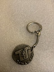 vintage TINACTIN pharmaceutical Keychain token ornate old coin metal