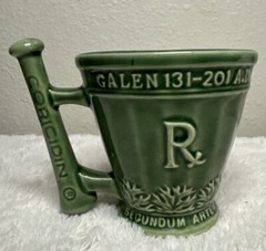 Schering Coricidin RX Pharmaceutical Promo Coffee Mug Green Galen 131-201 A.D.