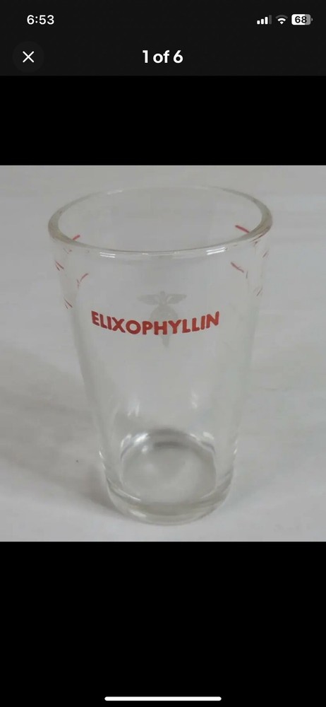 Elixophyllin Asthma Medication Dosing Shot Glass Measuring Cup/ 5 Tablespoons