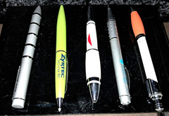 Lot of 5 Metal Pharmaceutical Ink Pens All Different and Both Vintage and Modern