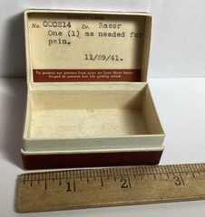 1941 VTG PRESCRIPTION CARDBOARD PILL BOX G & M DRUGS BOWLING GREEN OH DR RASOR