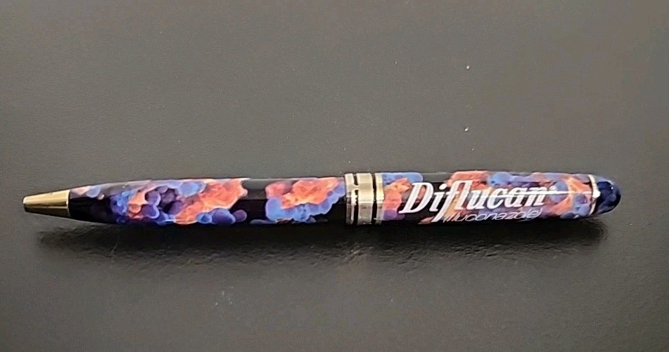 Rare Vintage Metal Diflucan Pharmaceutical Drug Rep Pen Beautiful Colors Used