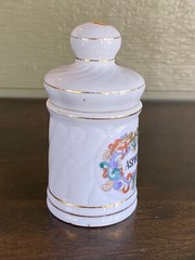 VTG Asprin Porcelain Ceramic Canister w/ Lid Bathroom Decor Antique Apothecary