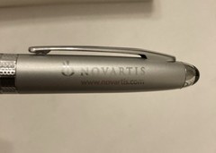 Leed’s Novartis Pharmaceutical Promo Pen NIB Silver Needs Ink Advertising Logo