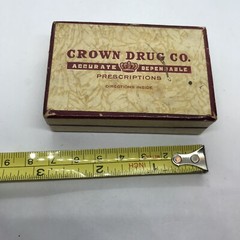Vintage Crown Drug Co Pharmacy Prescription Pill Box 1950s Medicine Joplin Mo