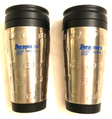 Lot of 2 Duragesic Fentanyl Travel Mugs Pharmaceutical Sales Merch Rare HTF