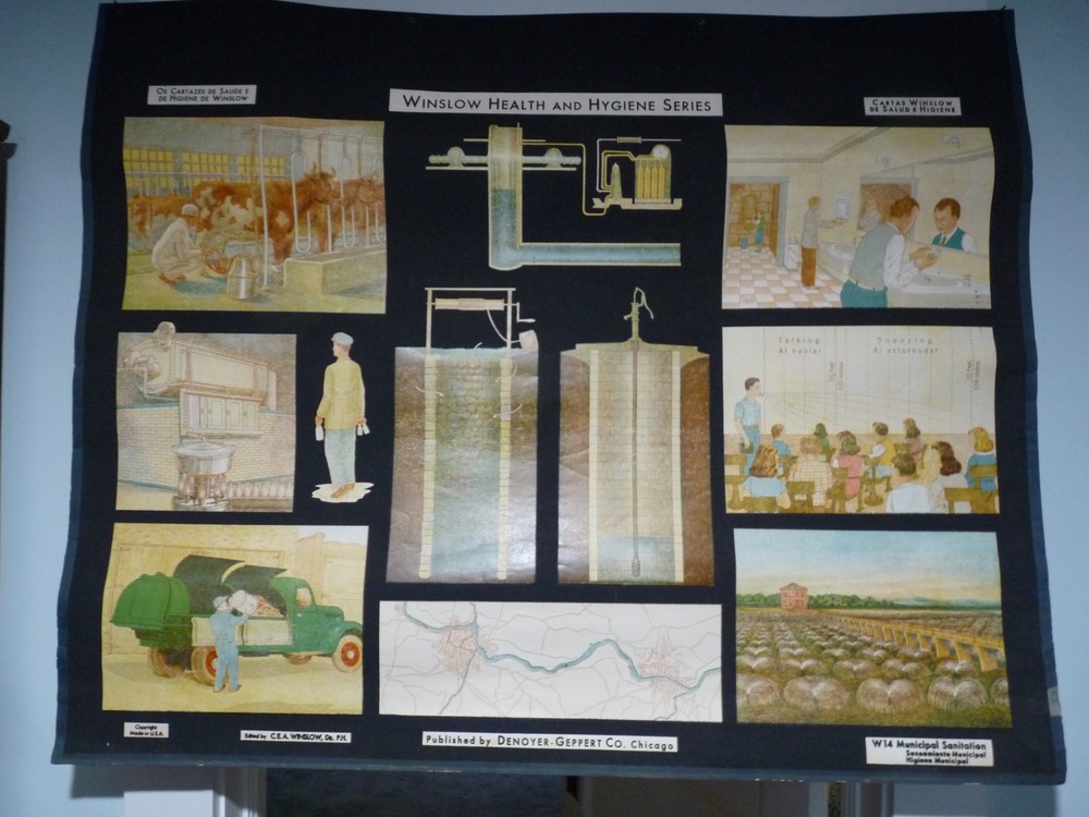 „MUNICIPAL SANITATON“ 1930S PULL DOWN MEDICAL CHART , DENOYER GEPPERT 44X36
