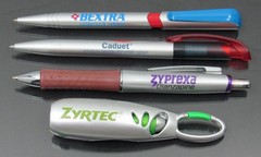 Lot 4 PENS Drug Rep Pharmaceutical Promo Bextra Caduet Zyprexa Zyrtec Carabiner