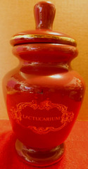 Jar~Apothecary Jar Eli Lilly „Lactucarium“ Pharmaceutical 4/303 Maroon Empty