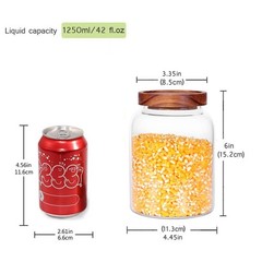 Glass Storage Jars with Airtight Lids, Set of 2 42 FL OZ (1250ml) coffee cont…