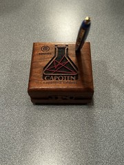 Rare Bristol Myers Squibb CAPOTEN Drug Rep Pen Desk Holder Laser Cut Wood