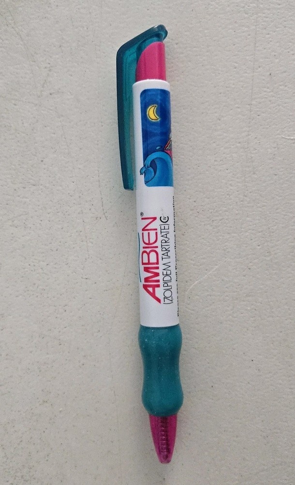 AMBIEN CR Drug Rep Collectible Chubby Pen RARE Pharmaceutical Black Ink