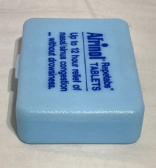 Afrinol Repetabs Tablets Drug Advertising Logo Plastic Pocket Pill Case. Blue