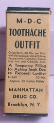 Vintage Manhattan Drug Co. Toothache Outfit with vial, applicator, and box.