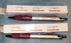 Two Pharmaceutical drug rep collectible pens advertising Humalog NIB