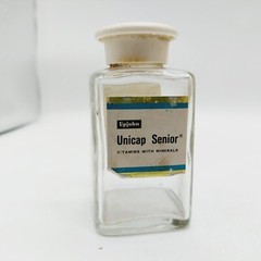 Vintage Upjohn Unicap Multivitamins Empty Bottles Collectible Jars Drug Lot Of 2
