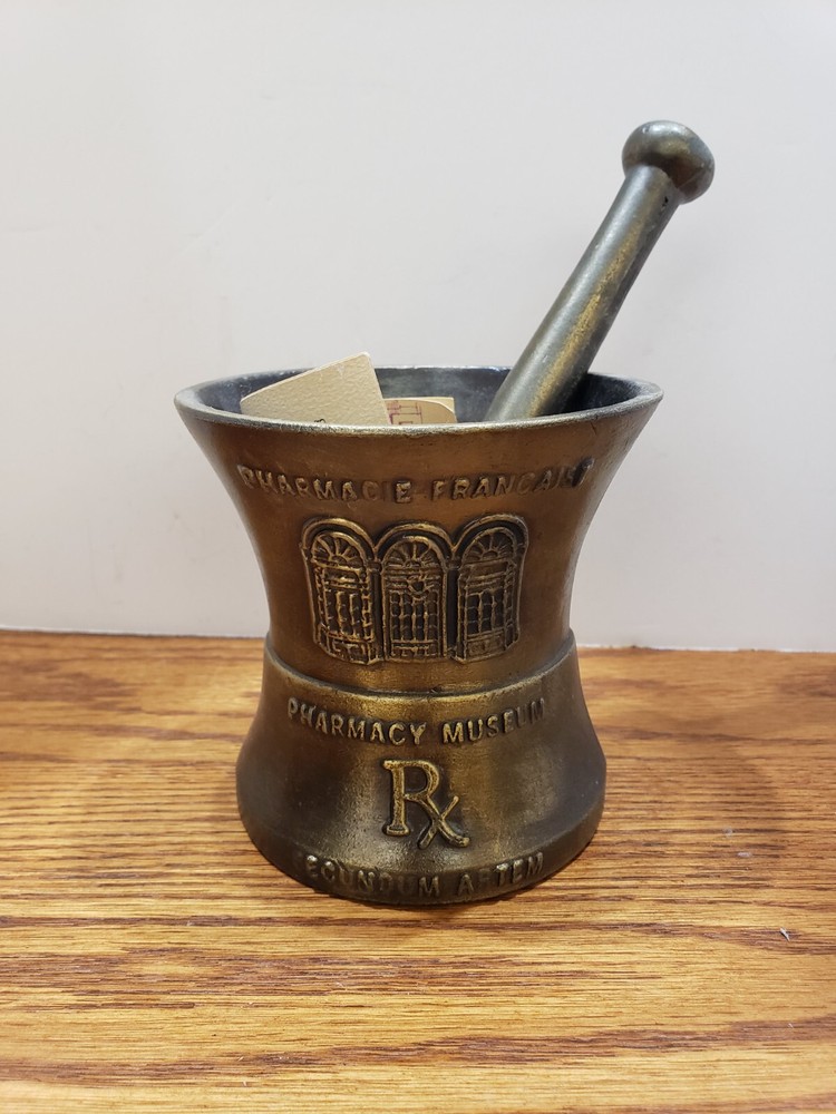 vintage 1977 Schering metal Mortar and Pestle 15th Edition Louis DuFilho