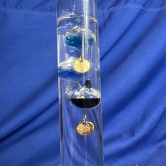 Galileo Thermometer 12” Tall Glass Tube W/ Floating Spheres Shows 72 Degrees Now