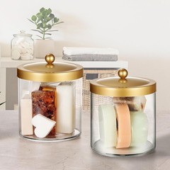 SheeChung 4 Pack 50 Ounce Large Clear Apothecary Jar with Gold Rust-Proof Lid…
