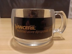 Vintage Vanceril Inhaler Drug Rep Advetising Promotional Clear Plastic Mug